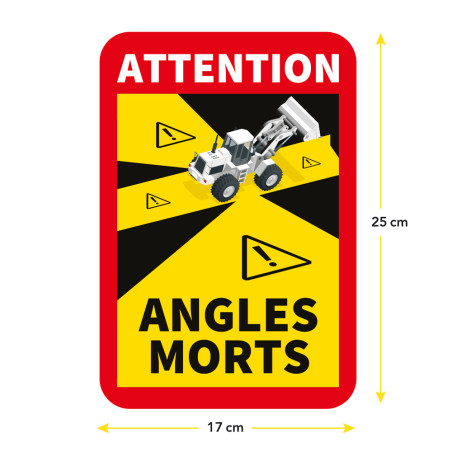 Autocollants Attention Angles morts Pelle mécanique hydraulique