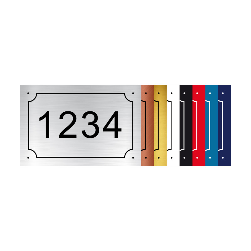 DECOHO - Étiquette Nom + Numéro personnalisable pour boîte aux lettres ·  100x25x0,8 mm · Blanche lettres noires - 3 lignes