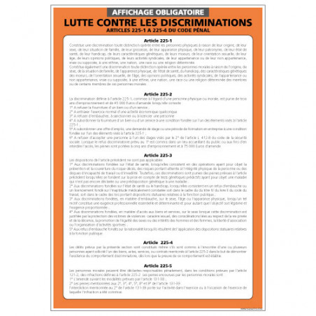 affichage discrimination - affichage obligatoire lutte discrimination