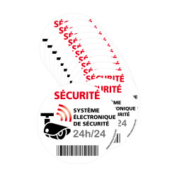 Lot de 12 autocollants Système Électronique de Sécurité