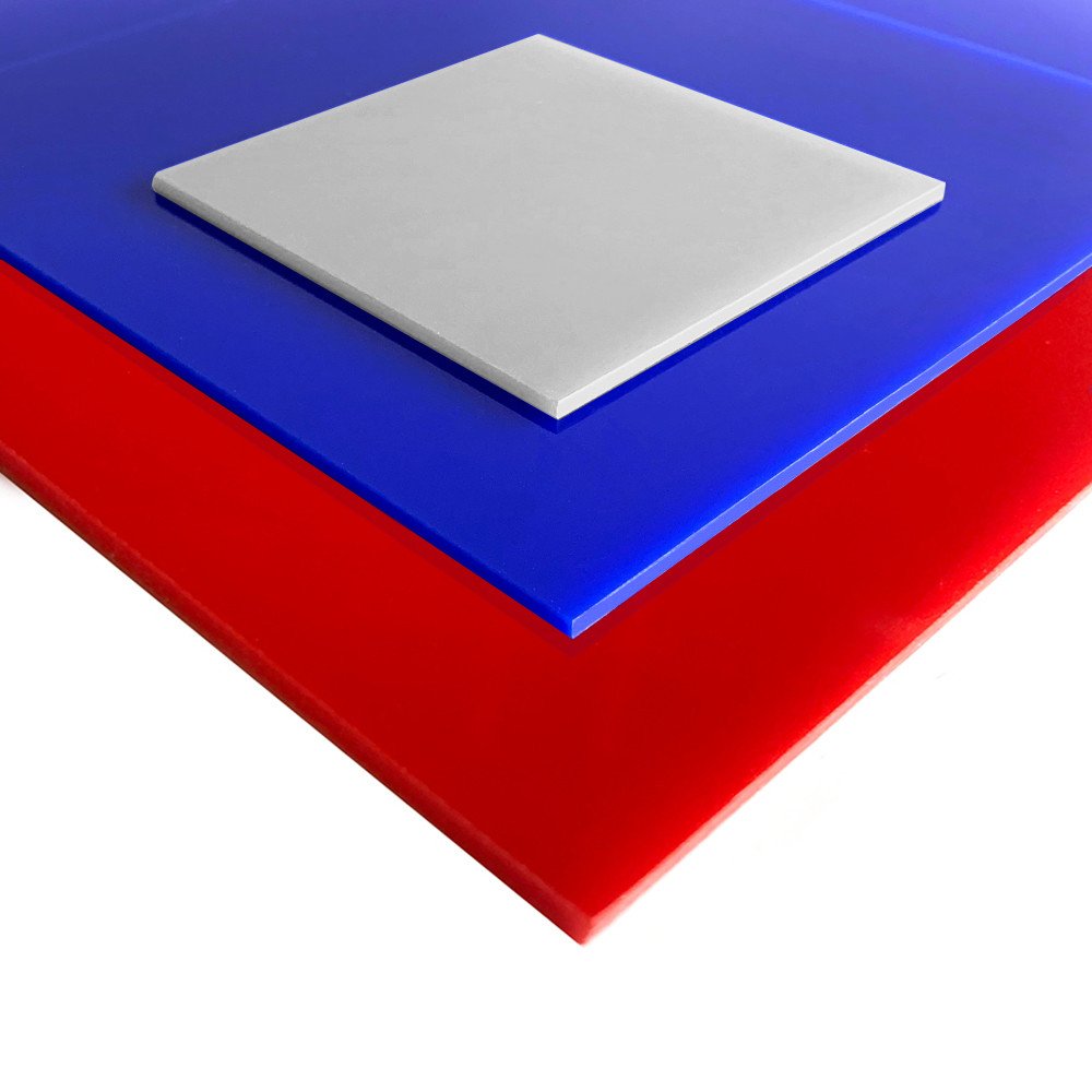 Plaque plexiglass couleur - Gris, Rouge, Bleu. Plexiglas coloré PMMA XT