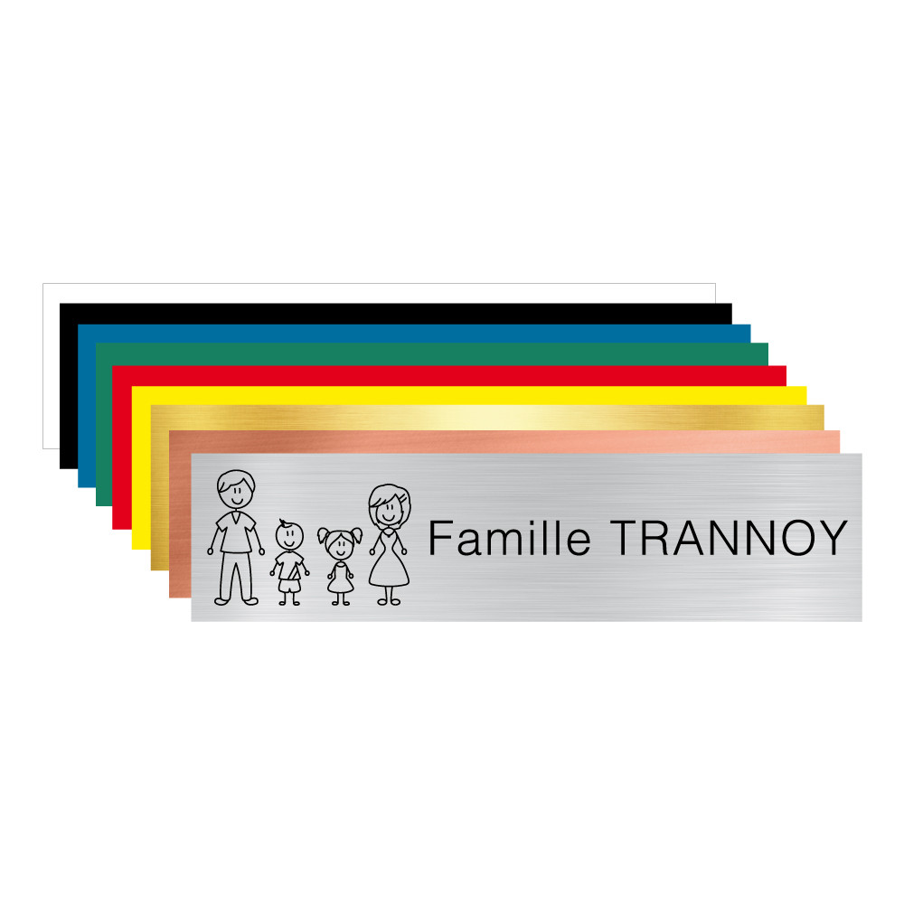 Plaque pour boîte aux lettres personnalisable familiale en PVC gravure