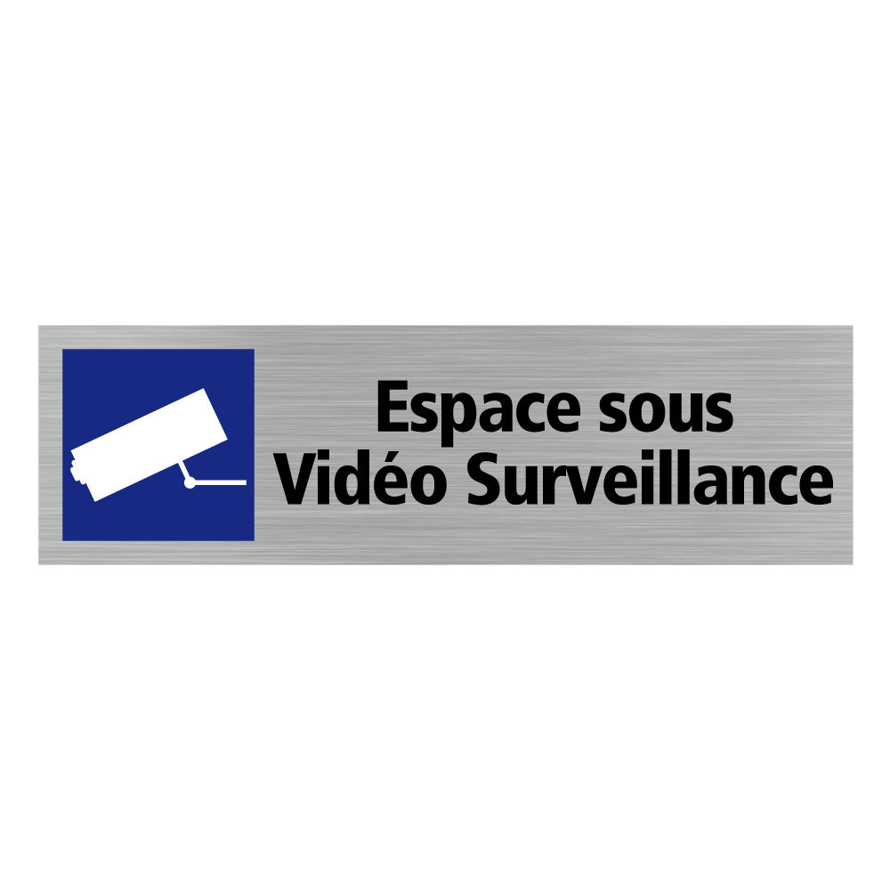 Plaque De Porte Espace Sous Vidéo Surveillance Alu Brossé Sticker Ou Plaque Alu Adhésive 9381