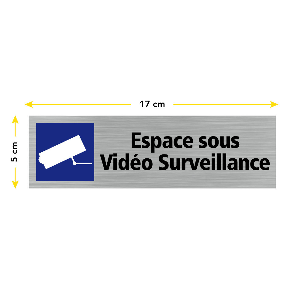 Plaque De Porte Espace Sous Vidéo Surveillance Alu Brossé - Sticker Ou ...