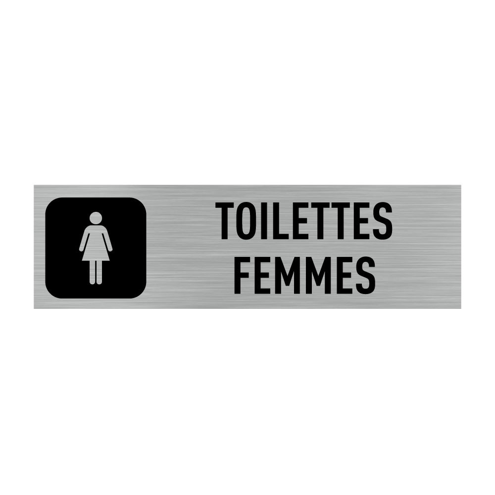 Plaque De Porte Toilettes Femmes Alu Brossé Sticker Ou Plaque Alu Adhésive 4295