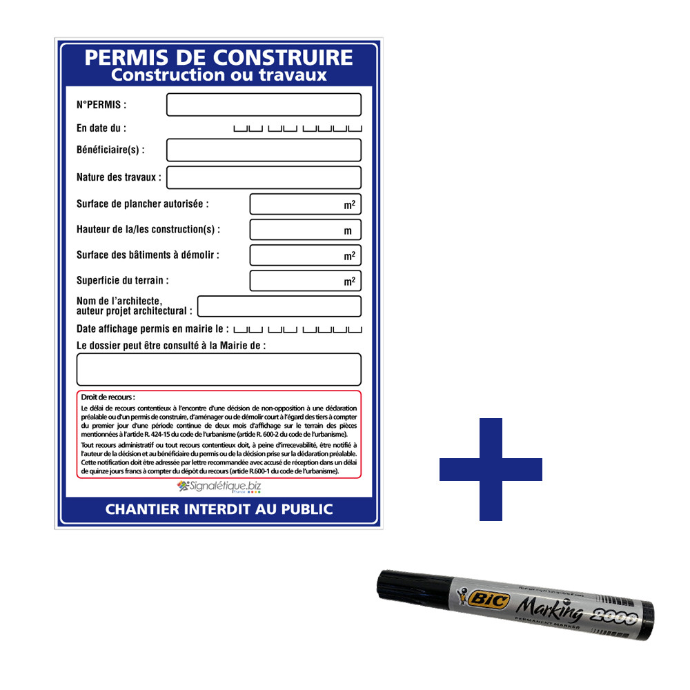 Panneau Permis De Construire Construction Ou Travaux 80 Cm X 120 Cm