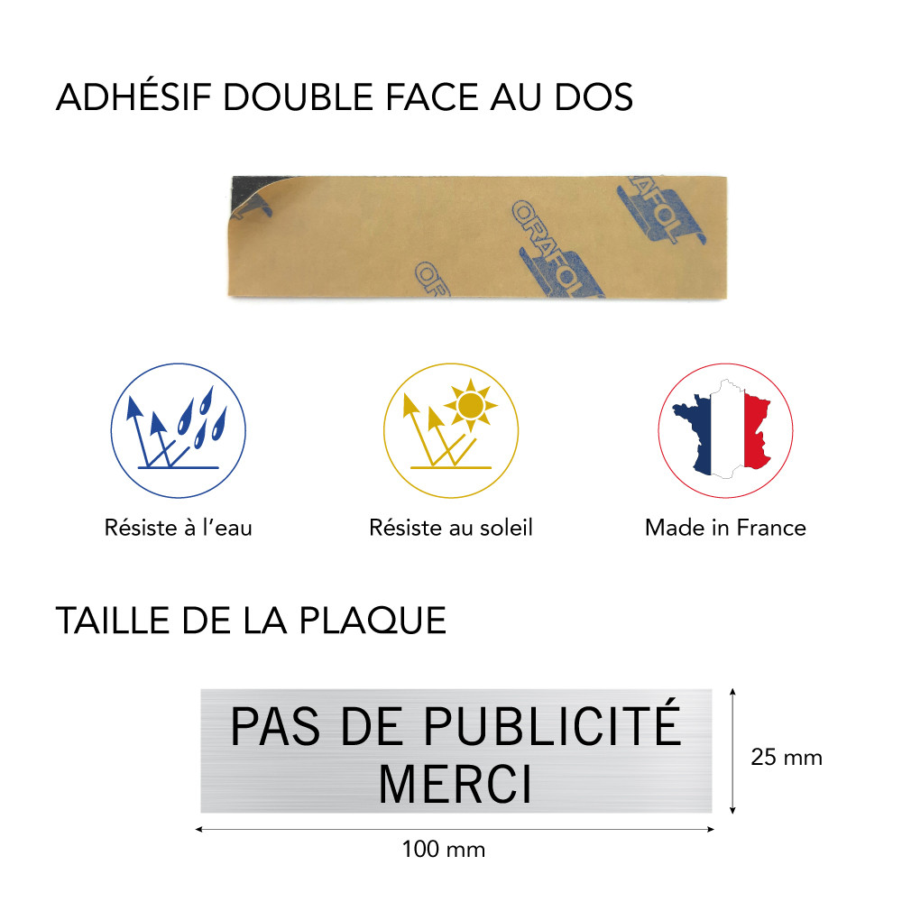 Plaque Gravee Pour Boite Aux Lettre Pas De Publicite Merci Bal Avec Double Face Au Dos