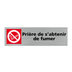 Plaque de porte rectangulaire prière de s'abstenir de fumer