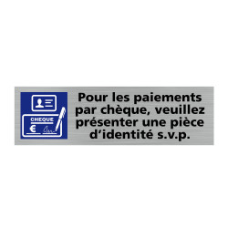 Plaque de porte rectangulaire pour les paiements par chèque veuillez présenter une pièce d'identité svp