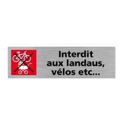 Plaque de porte rectangulaire interdit aux landaus, vélos