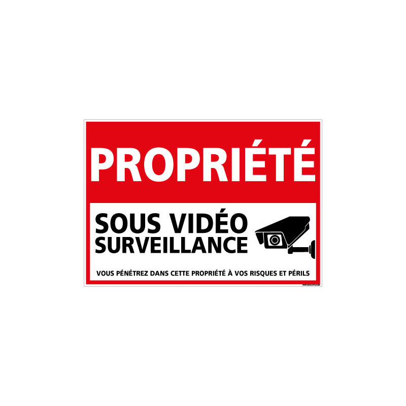 Panneau Propriété Privée Sous Vidéo Surveillance