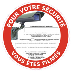 PANNEAU POUR VOTRE SECURITE VOUS ETES FILMES (G1206)