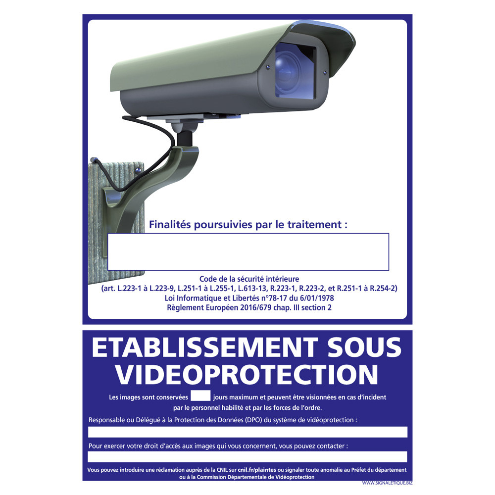 PANNEAU ETABLISSEMENT SOUS VIDEO PROTECTION (G1227)