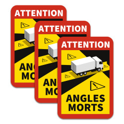 Lot de 3 magnétiques Attention Angles Morts pour Poids Lourds