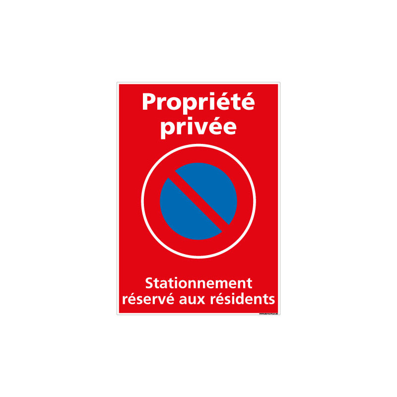 Panneau voie privée stationnement réservé aux riverains, Plaque de