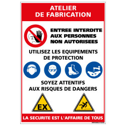 Panneau Consigne de Sécurité ATELIER DE FABRICATION (D0924)