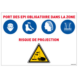 Panneau Port des EPI obligatoire Risque de projection (E0638)