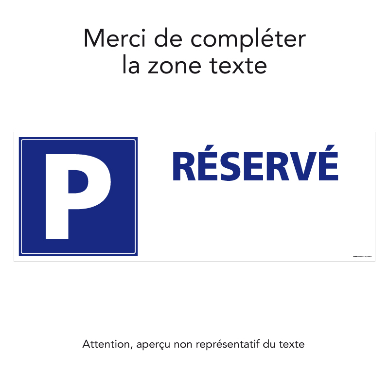 Panneau signalisation Parking avec texte personnalisable